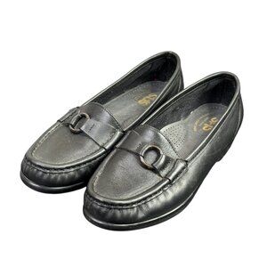 SAS Jewel Loafers Shoes Womens 5 M Black Leather Slip On Tripad Comfort Casaul